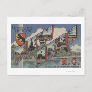 Carte Postale New Berne, Caroline du Nord - Scènes à grandes let
