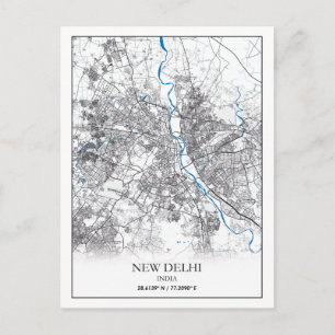 Carte Postale New Delhi Inde City Plan Voyage simple