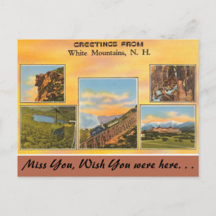 Carte Postale New Hampshire, salutations des Montagnes Blanches