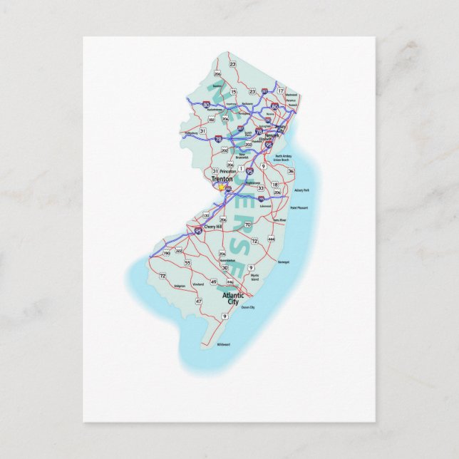 Carte postale New Jersey Interstate Map (Devant)