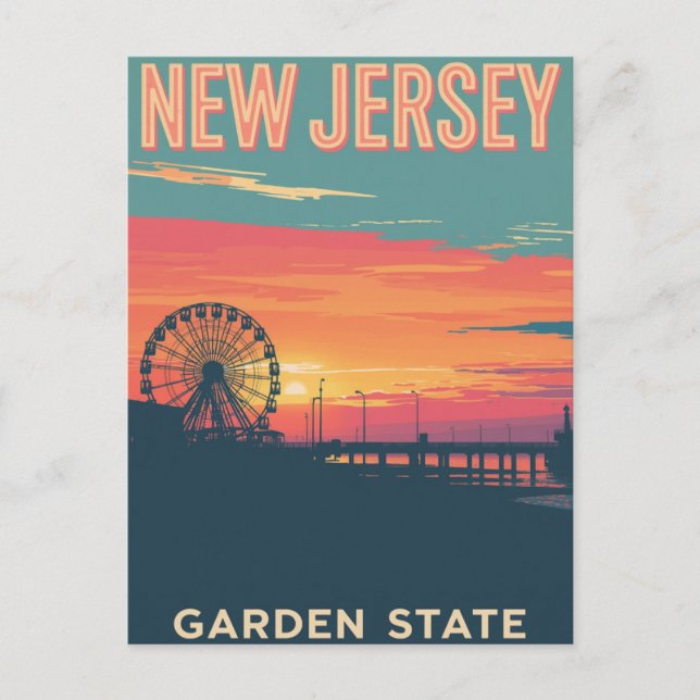Carte Postale New Jersey Sunset Boardwalk (Devant)