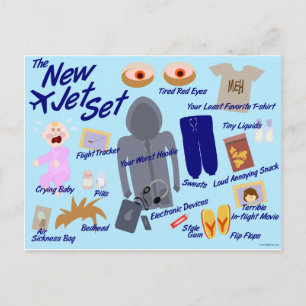 Carte Postale New Jet Set Funny Air Travel Cartoon Parody