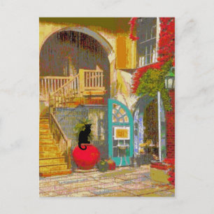 Carte Postale New Orleans Courtyard Chat noir