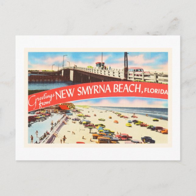 Carte Postale New Smyrna Beach Floride FL Vieux souvenir de voya (Devant)