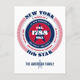 Carte Postale New York, Albany, NY, Patriotique, Monogramme