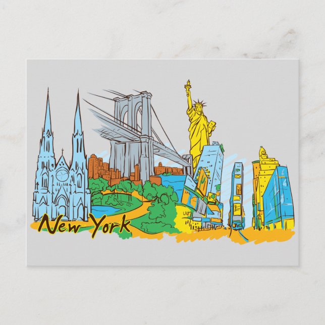 Carte Postale New York, Amérique célèbre ville (Devant)