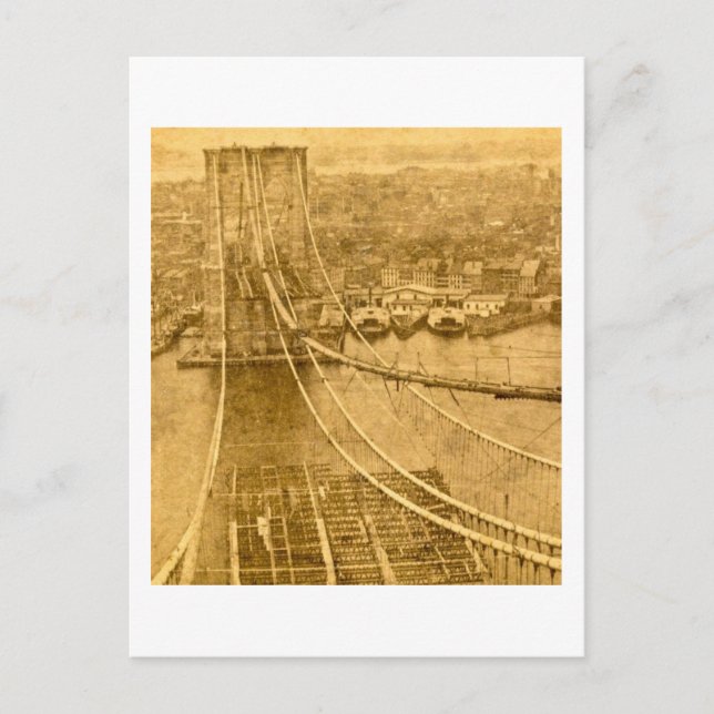 Carte Postale New York City Brooklyn Bridge Construction 1870 (Devant)