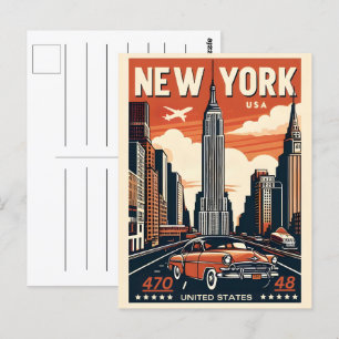 Carte Postale New York City brooklyn pont Vintage voiture classi