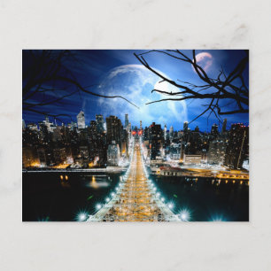 Carte Postale New York City Double Moon Altéré Art 