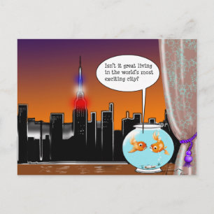 Carte Postale New York City Living Cartoon de poisson amusant