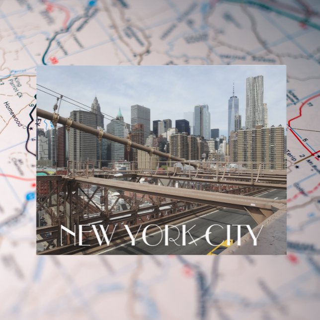 Carte Postale New York City Lower Manhattan Skyline Travel (In Situ Map)