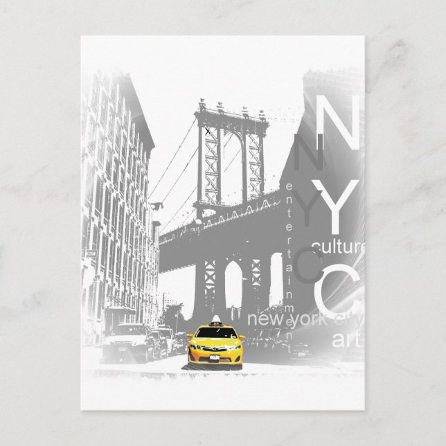 Carte Postale New York City Nyc Yellow Taxi Pop Art (Devant)