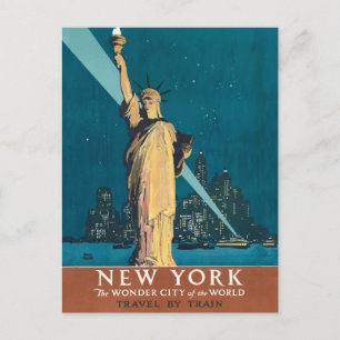Carte Postale New York City Vintage voyage Liberty Skyline