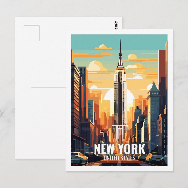 Carte Postale New York États-Unis célèbres lieux de voyage (Devant / Derrière)