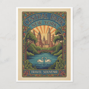 Carte Postale New York, États-Unis – Central Park rétro style de