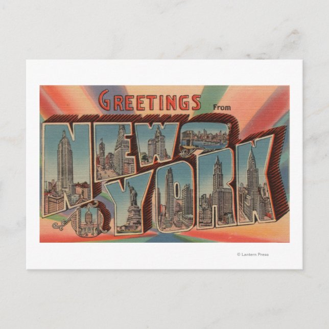 Carte Postale New York, New York - Grandes Lettres Scènes 2 (Devant)