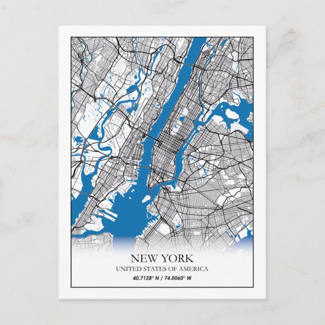 Carte Postale New York NY USA Travel City Map (Devant)