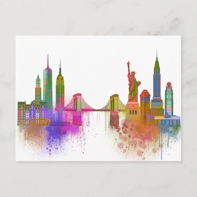 Carte Postale New York Skyline - Arc en ciel (Devant)