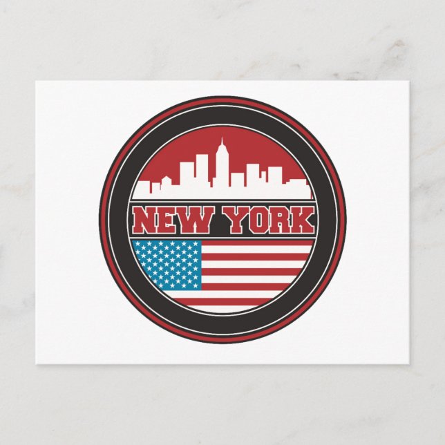 Carte Postale New York Skyline | Drapeau des États-Unis (Devant)