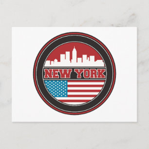 Carte Postale New York Skyline   Drapeau des États-Unis