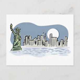 Carte Postale New York Skyline par Moonlight