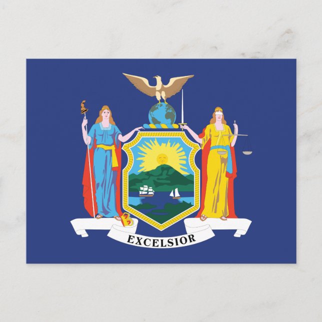 Carte Postale New York State Flag Empire State Liberty Justice (Devant)
