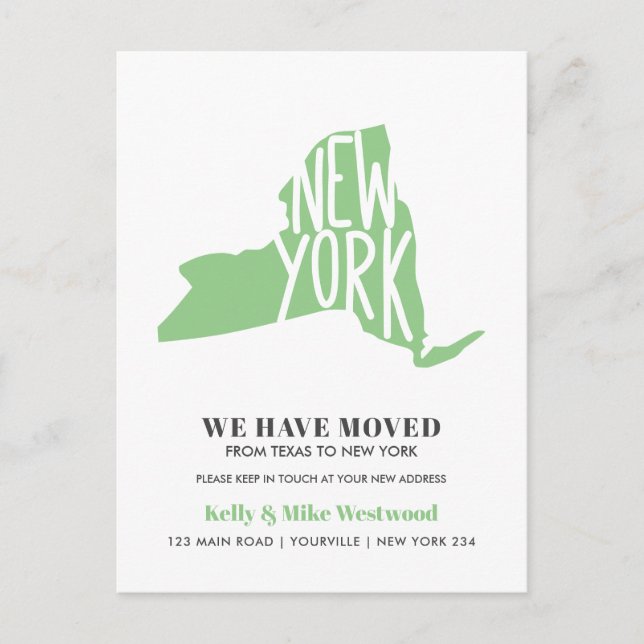 Carte Postale NEW YORK STATE Nous avons déménagé Nouvelle adress (Devant)