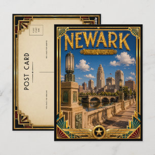 Carte Postale Newark New Jersey Art Déco Vintage Âge d'Or