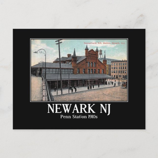 Carte Postale Newark NJ Penn Train Station 1910 (Devant)
