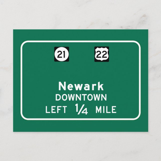 Carte Postale Newark, NJ Road Sign (Devant)