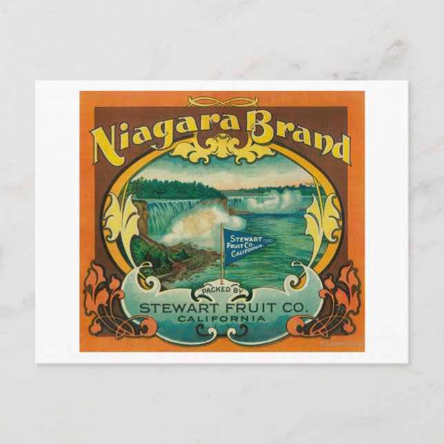 Carte Postale Niagra Orange Étiquette (Devant)