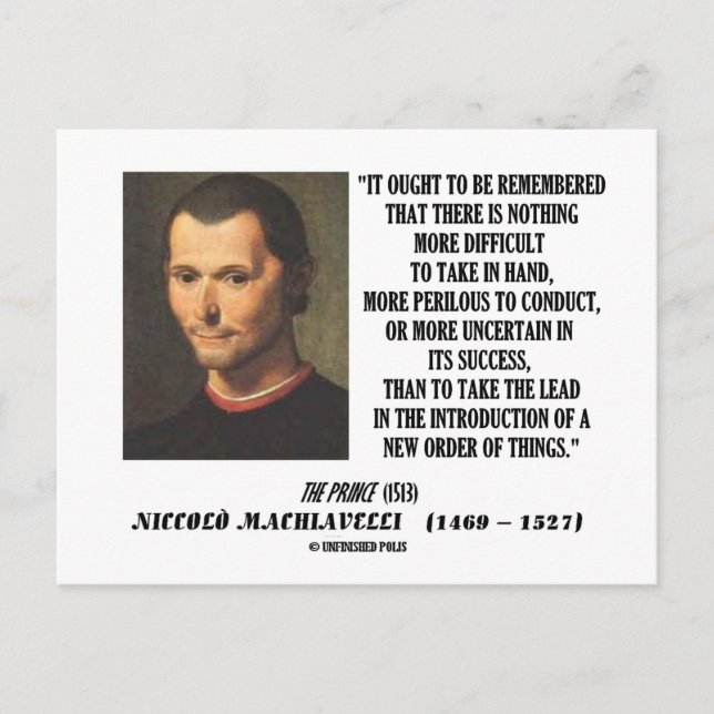 Carte Postale Niccolo Machiavelli Nouvelle Citation De L'Ordre D (Devant)
