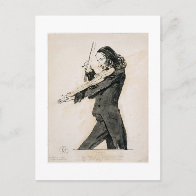 Carte Postale Niccolo Paganini (1782-1840) jouant le violon, 1 (Devant)