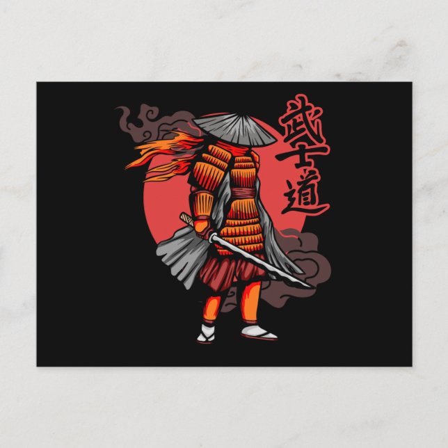Carte Postale Nice Samurai Retro - Samurai Holding Katana (Devant)