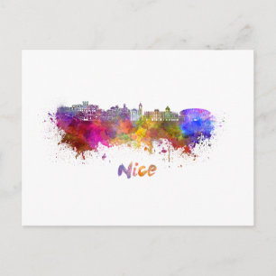Carte Postale Nice skyline in watercolor
