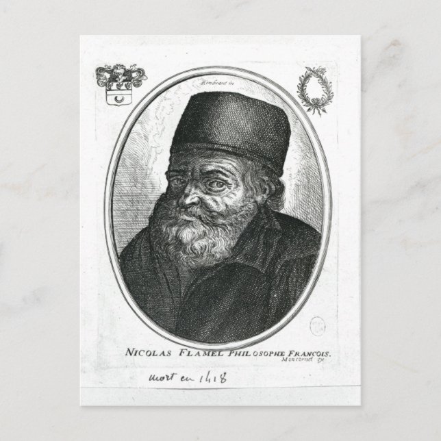 Carte Postale Nicolas Flamel gravé par Balthazar Moncornet (Devant)