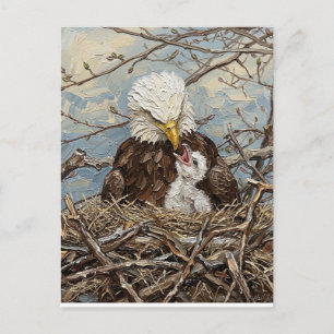 Carte Postale Nid d'aigle chauve Aquarelle Message personnalisé