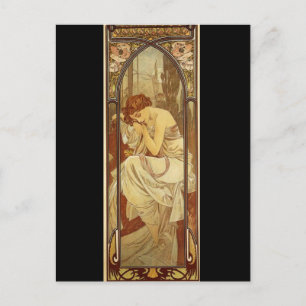 Carte Postale Night - by Alphonse Mucha