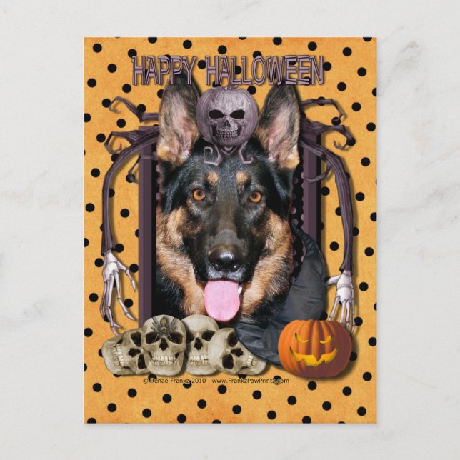 Carte Postale Nightmare d'Halloween - Berger allemand - Kuno (Devant)