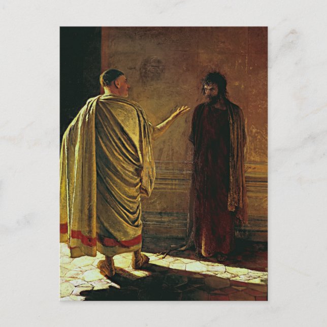 Carte Postale Nikolai Ge - Qu'est-ce que la vérité ? Christ et P (Devant)