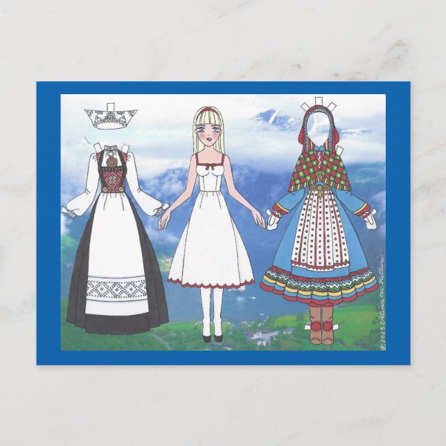Carte Postale Nina of Norway Paper Doll (Devant)