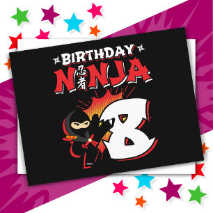 Carte Postale Ninja de style BD 8 ans pour 8e anniversaire