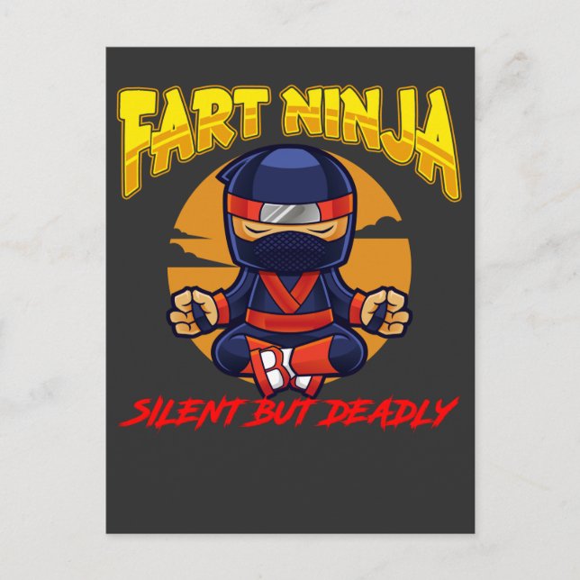 Carte Postale Ninja Fart Humour Karate Silent Farting Plaisanter (Devant)