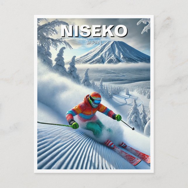 Carte Postale Niseko Japon Hokkaido Skier (Devant)