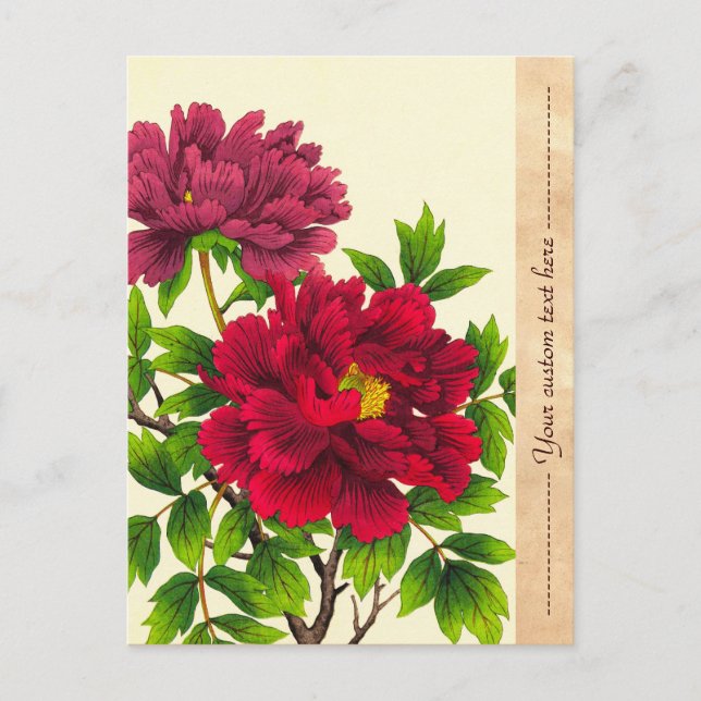 Carte Postale Nishimura Hodo Peony fleurs japonaises art (Devant)