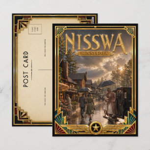 Carte Postale Nisswa Minnesota Art Déco vintage de l'âge d'or
