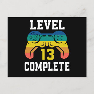 Carte Postale Niveau 13 Complet, Retro Video Gamer 13e anniversa