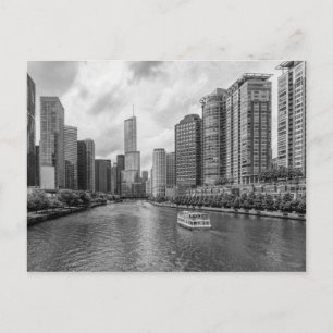 Carte Postale Niveaux De Gris De La Rivière Chicago Et De La Tou