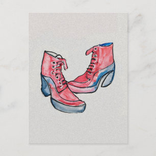 Carte Postale No 01, Dessin À La Main De Chaussures Drôle Collec