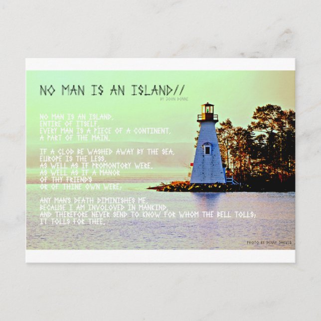 Carte Postale No Man is an Island, par John Dunne (Devant)